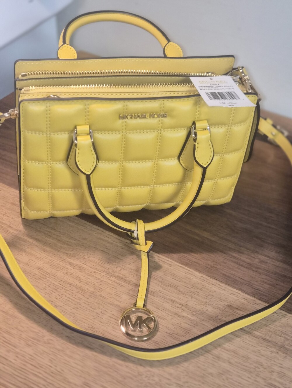 Michael Kors Yellow Quilted Satchel Brand New